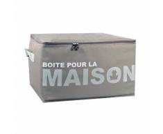 Boîte rangement textile avec fermeture par zip - FAMILY Taupe L