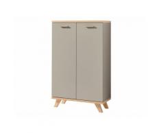 Armoire de bureau 2 portes en bois OSLO Gris pierre/chêne
