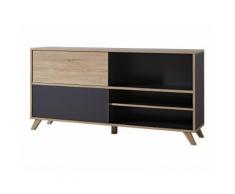 Buffet bas avec 2 portes coulissantes et pieds chène massif L180xH92cm AVEIRO