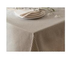 Nappe carrée fines rayures coton/polyester enduit 135x135cm DAPHNEE Bleu