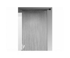 Rideau de fils à passant polyester frange mercerisé 90x240cm OPALE Gris