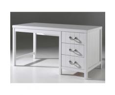 Bureau enfant 3 tiroirs en bois blanc laqué Longueur 150 cm LEWIS
