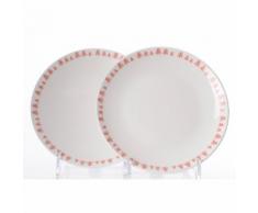 Assiette plate en porcelaine blanche bord sapins rouge D.26cm - Coffret de 2 SWEET XMAS