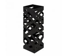 Porte parapluies en acier ajouré motifs quadrillages 16x16x48cm Pop Noir
