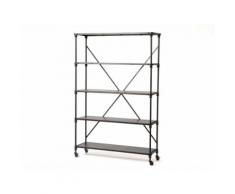 Etagère industrielle à roulettes avec 4 niveaux en fer L110xH154xP34.5 cm ANCONE