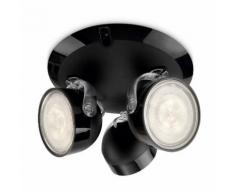 Plafonnier rond 3 spots LED orientables diamètre 19.5cm Dyna Noir