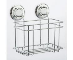 Etagère murale en acier chromé à ventouse pour flacons 18.5x13.3x20.3cm Easy