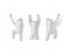 Patère murale en plastique moulé bonhomme qui grimpe - Lot de 3 BUDDY Blanc