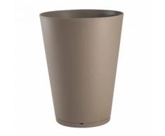 Pot de fleur rond en polypropylène diamètre 40 cm soucoupe intégrée TOKYO Taupe