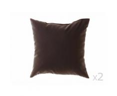 Coussin uni déhoussable 100% coton 38x38cm - lot de 2 ROMEO Cacao