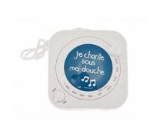 Radio de douche carrée Je chante sous ma douche bleu 9x9x4.9cm BASICS