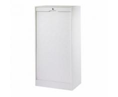 Armoire de bureau à rideau en bois avec serrure MATHA Blanc 140cm