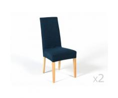 Housse de chaise unie extensible effet nid d'abeille HUGO Bleu