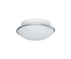 Applique plafonnier rond pour salle de bain en métal et verre diamètre 23.5cm Dolly Blanc
