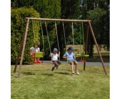 Portique bois 2 balançoires + 1 balancelle + 1 vis-à-vis SAFRAN