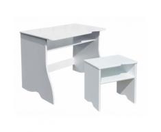 Bureau enfant et tabouret 2en1 en bois blanc NUAGE