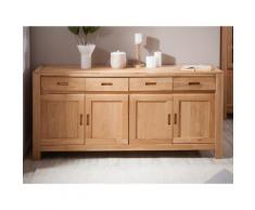 Enfilade 4 portes 4 tiroirs en chêne finition huilée - L182xP44xH85cm HAWKE