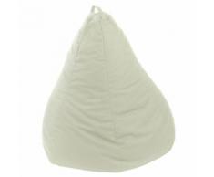 Pouf poire 100% coton garnissage billes polystyrène D75x110cm Ecru