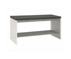 Meuble à chaussure acier et bois avec banc décor granit L91xH40cm MARTIN 1