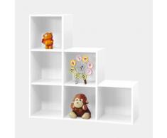 Etagère escalier en bois H93cm L93cm 6 niches COMPO Blanc