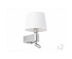 Lot de 2 appliques avec liseuse LED en métal et tissu hauteur 29cm Room Blanc
