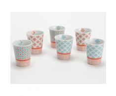 Tasse à café espresso en porcelaine 10cl motif losange et pois - Coffret de 6 pièces GYPSET