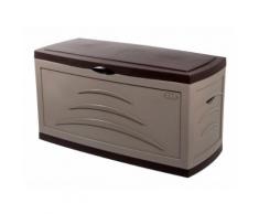 Coffre de jardin en polypropylène cadenassable et roulettes 121x55x66cm 310L SERENA Taupe