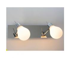 Applique 2 lumières pour salle de bain en métal et verre longueur 30cm Edison