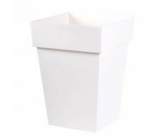 Pot de fleur haut carré en polyéthylène TOSCANE Blanc 51 L