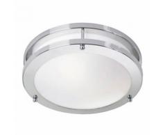 Plafonnier de salle de bain LED métal chromé diamètre 24cm Taby