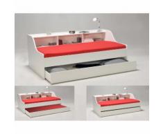 Lit gigogne 90x190cm +niches de rangement PALERME Sans sommier