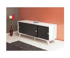 Buffet bas avec portes coulissantes Longueur 148cm FINN Blanc / Noir