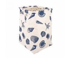 Panier à linge en tissu canvas avec anses 36x36x56cm Laundry Coquillage