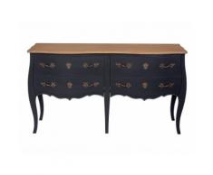 Commode double patinée 4 tiroirs plateau bois massif 180cm PAULINE Gris anthracite
