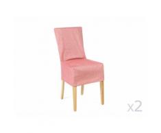 Housse de chaise unie courte coton/polyester tissage chambray - lot de 2 CLARA Rouge