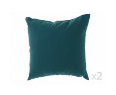 Coussin uni déhoussable 100% coton 38x38cm - lot de 2 ROMEO Bleu canard