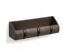 Porte courrier et patère 3 accroches en bois 26.7x6.4x7.6cm CUBBY MINI Noyer/Noir