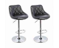 Lot de 2 Tabourets de bar design simili cuir avec dossier hauteur réglable