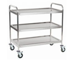 Chariot de service cuisine professionnel inox 2 étages max 320 kg arrondi