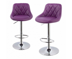 Lot de 2 Tabourets de bar design simili cuir avec dossier hauteur réglable