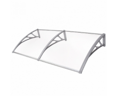 Auvent porte abris de jardin marquise moderne polycarbonate 195 x 100 cm gris et transparent