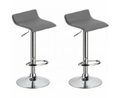 Lot de 2 Tabourets de bar design simple simili cuir gris