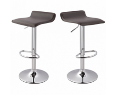 Lot de 2 tabourets de bar marron design simple simili cuir