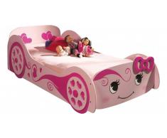 Lit enfant voiture rose 90x200