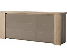 Enfilade chêne taupe 3 portes façades verre laqué taupe DERBY