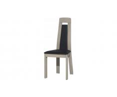 Chaise AMBRE chêne massif gris argent tapissée simili cuir noir