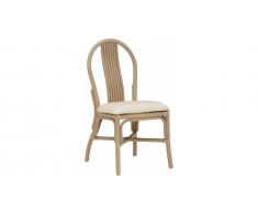 Chaise bistrot rotin taupe assise tapissée