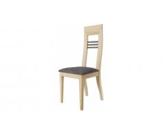 Chaise frêne massif blanchi assise tapissée gris