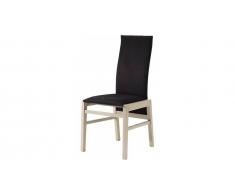Chaise chêne blanchi dossier haut tapissée tissu noir
