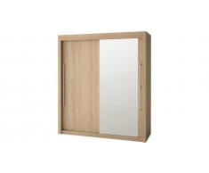 Armoire chêne clair 2 portes coulissantes dont 1 miroir L150 EOLE